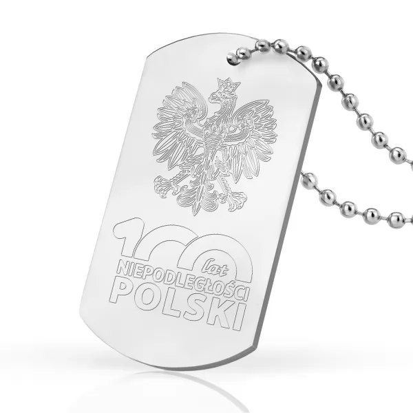 Grawerowany nieśmiertelnik ze stali - 100 lat Niepodległości Polski